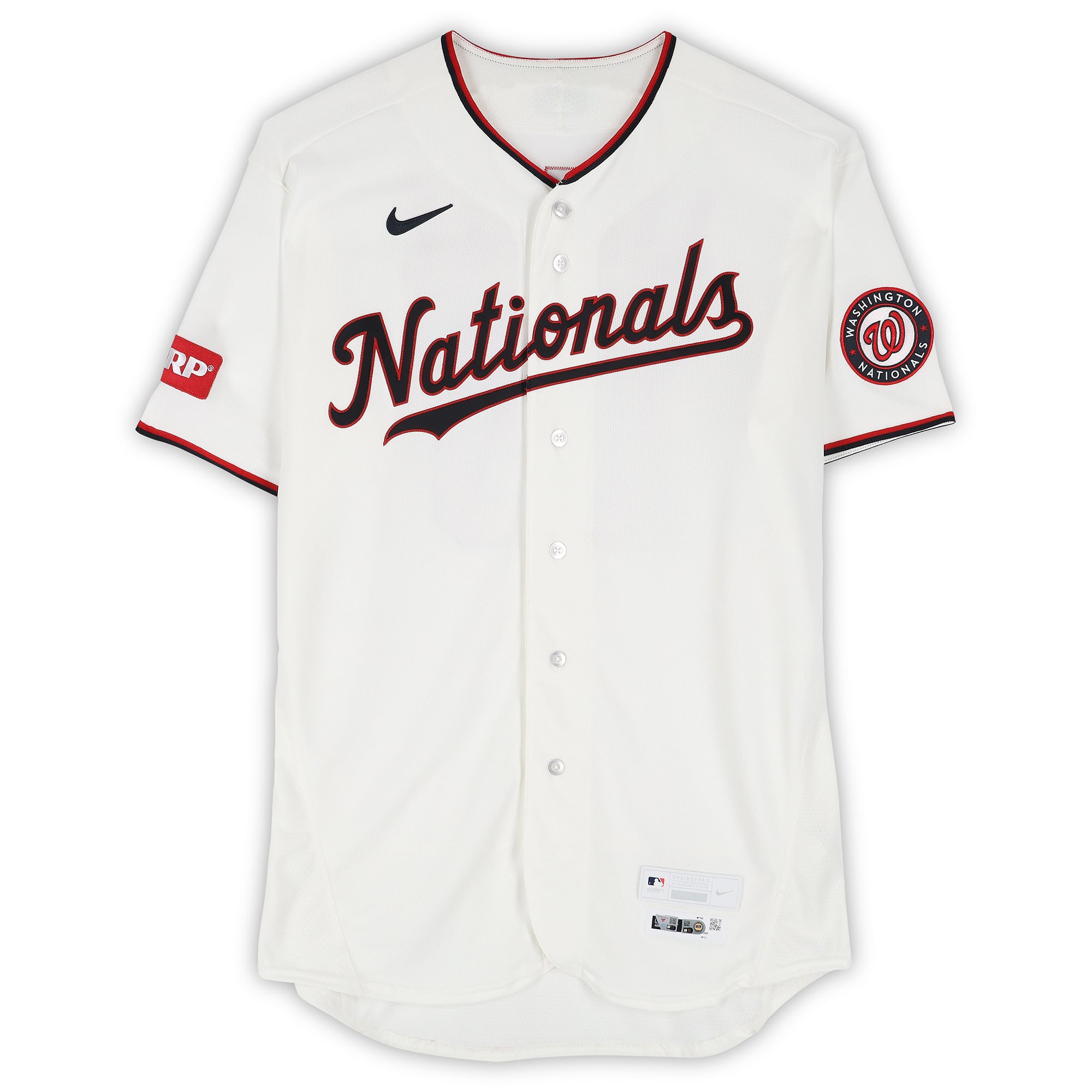 Maillot blanc n° 36 de Miles Mikolas, joueur des Nationals de Washington, saison 2026 de la MLB