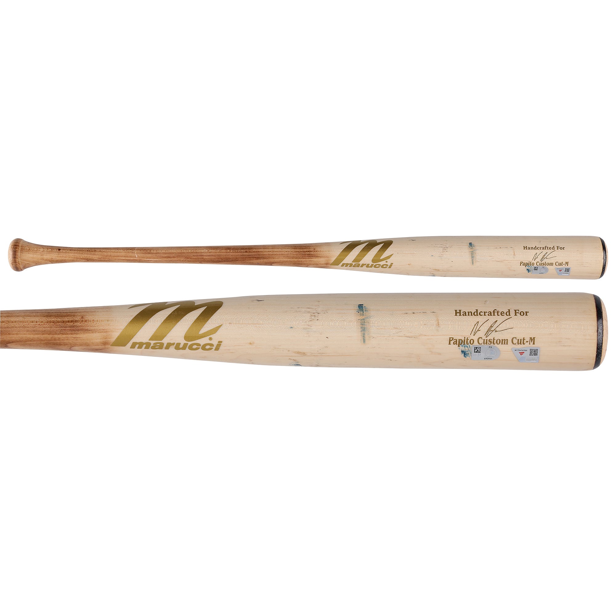 Batte cassée Tan Marucci utilisée par Nasim Nuñez (Washington Nationals) lors du match contre les Miami Marlins le 31 août 2026
