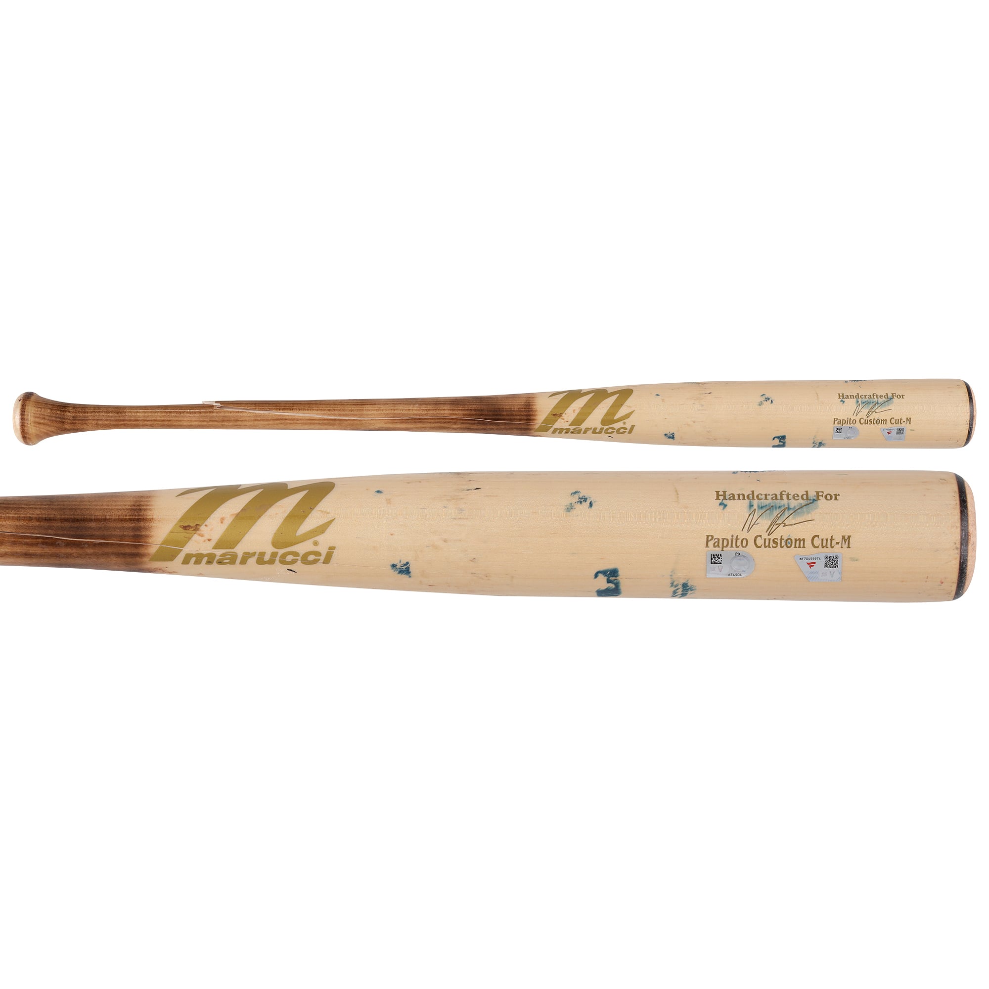 Bâton cassé Tan Marucci utilisé par Nasim Nuñez, des Washington Nationals