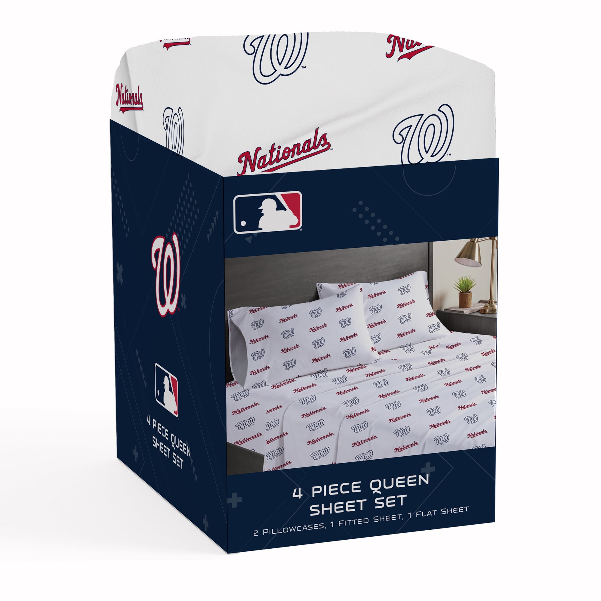 Pegasus Washington Nationals Four-Piece Queen Sheet Set