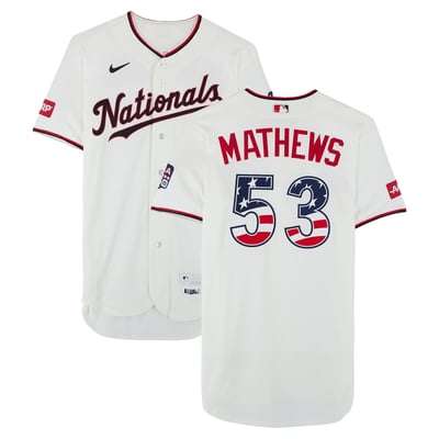 Simon Mathews Washington Nationals Fanatics Authentic Game-Used #53 White Nike Jersey vs. Pittsburgh Pirates on July 4, 2026 Simon Mathews 