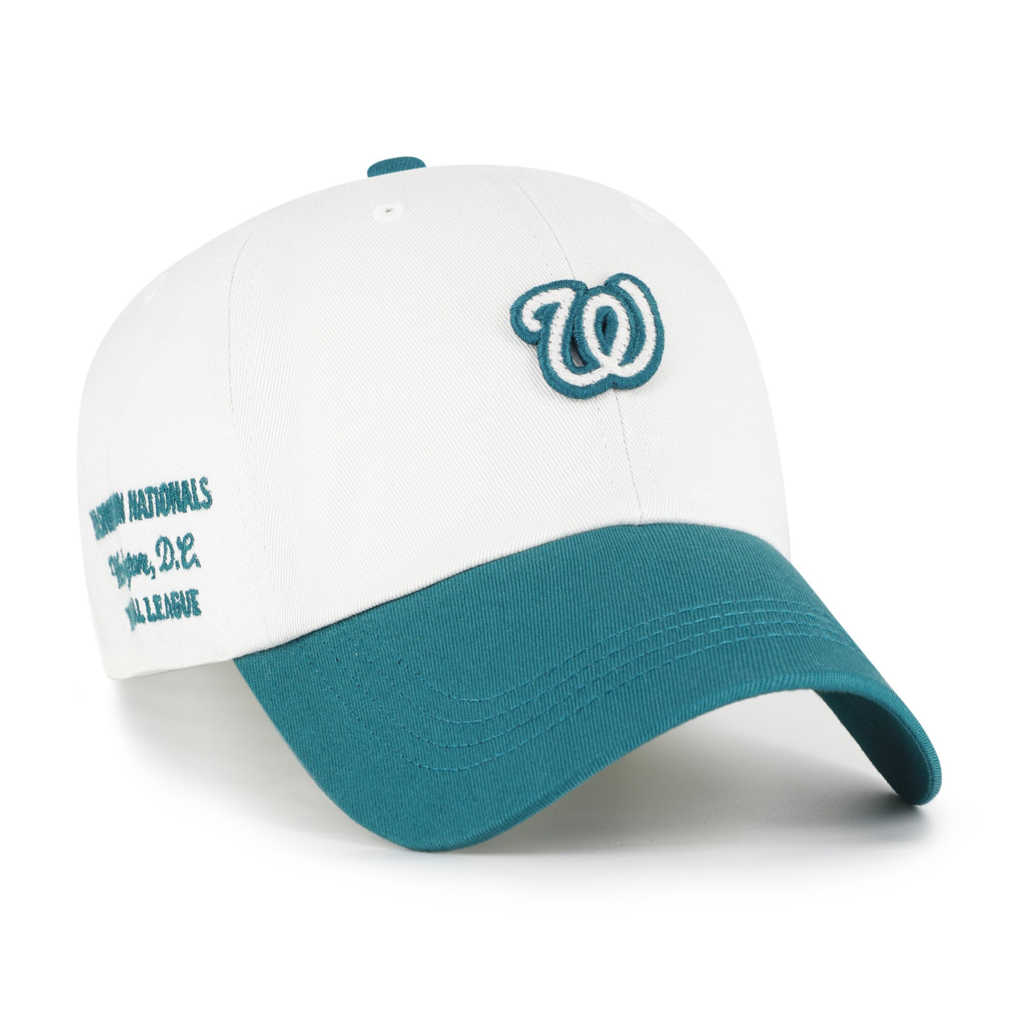Casquette unisexe '47 blanche/turquoise Washington Nationals, style contemporain et épuré, ajustable