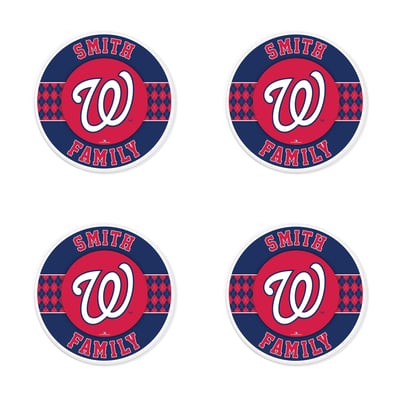 Washington Nationals 4" Personalized Circular Coasters 4-Pack Set