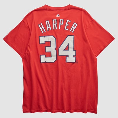 Washington Nationals Majestic 2010s T-shirt - Red - L by Fanatics Real Vintage