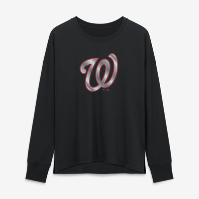 Washington Nationals Women's Metallic Mascot Long Sleeve T-Shirt - Black