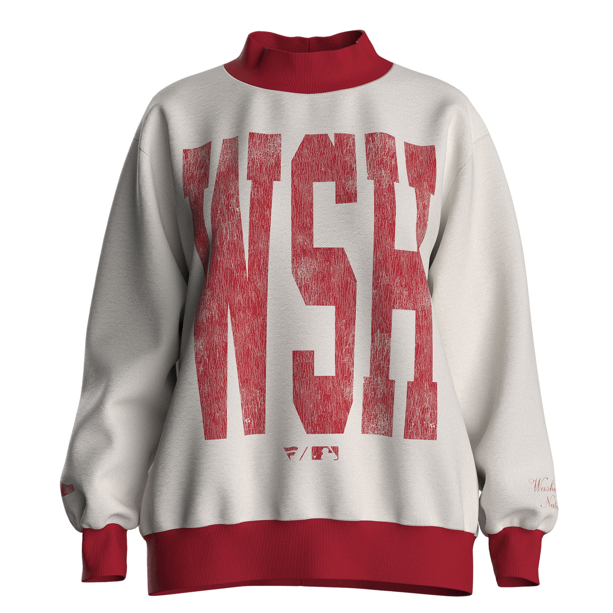 Women's Fanatics Cream Washington Nationals City Abbreviation Funnel Neck Fleece Sweatshirt