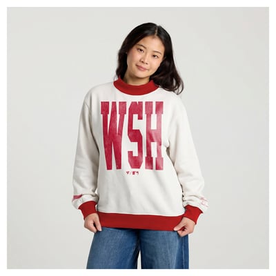 Washington Nationals Fanatics Women's City Abbreviation Funnel Neck Fleece Sweatshirt - Cream