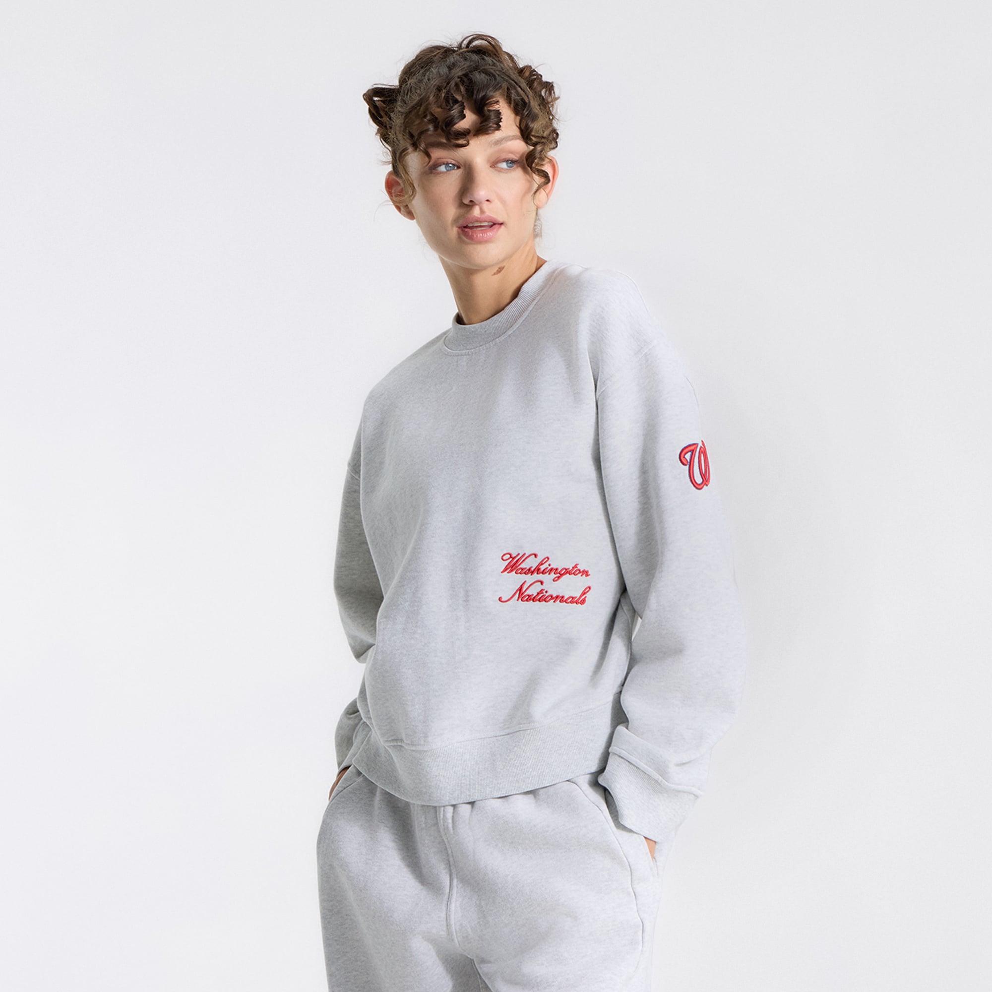 Sweat-shirt oversize Steady State pour femme, couleur gris chiné, coloris ultra clair, Washington Nationals