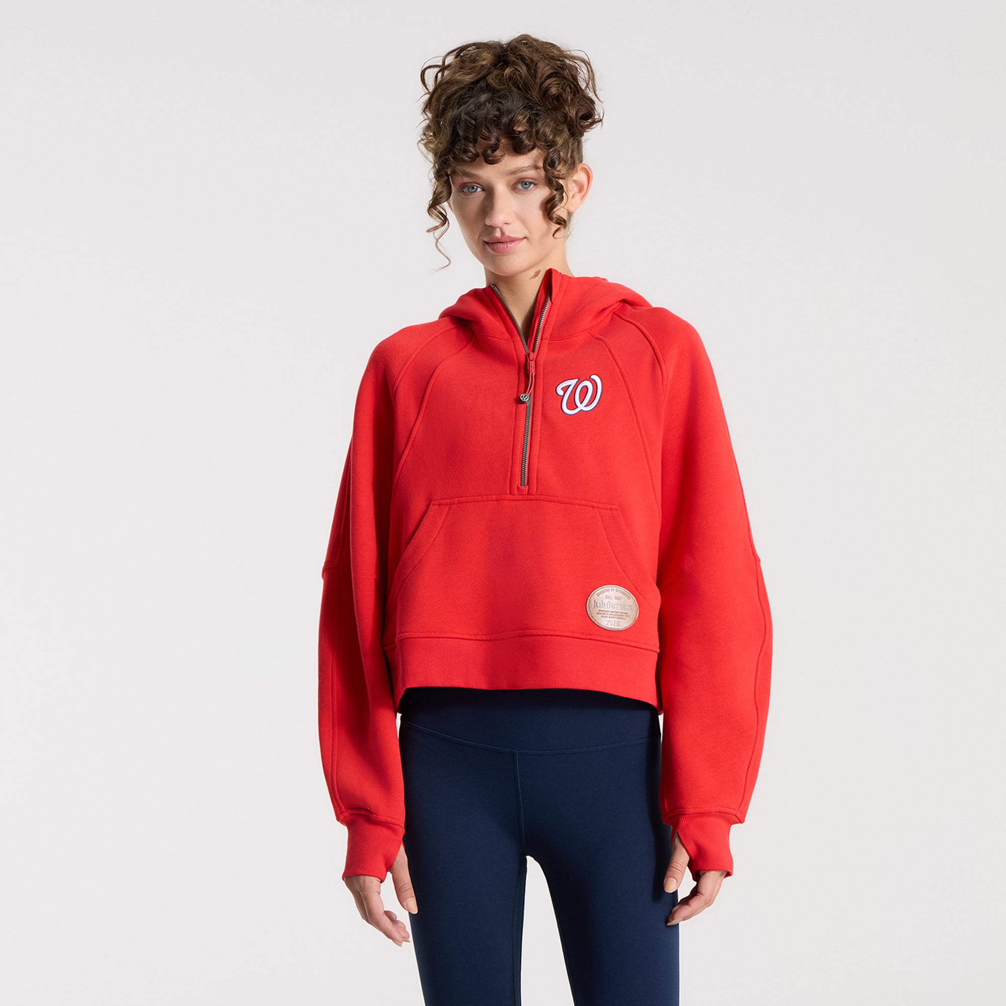 Sweat à capuche zippé surdimensionné True Red Washington Nationals Scuba pour femme de lululemon