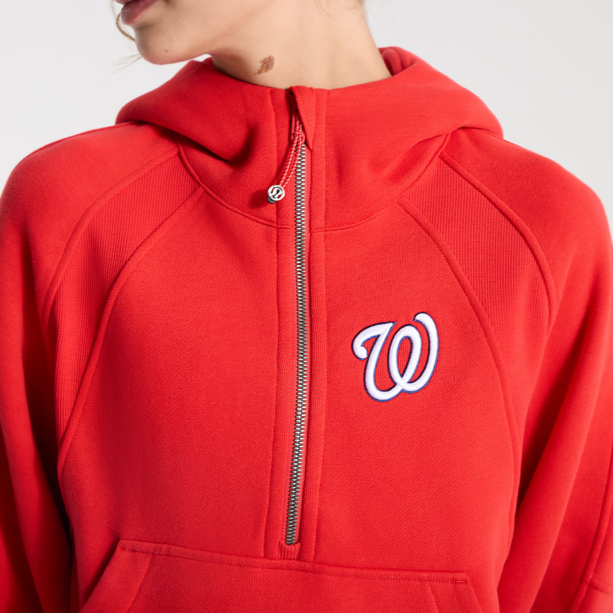 Sweat à capuche zippé surdimensionné True Red Washington Nationals Scuba pour femme de lululemon