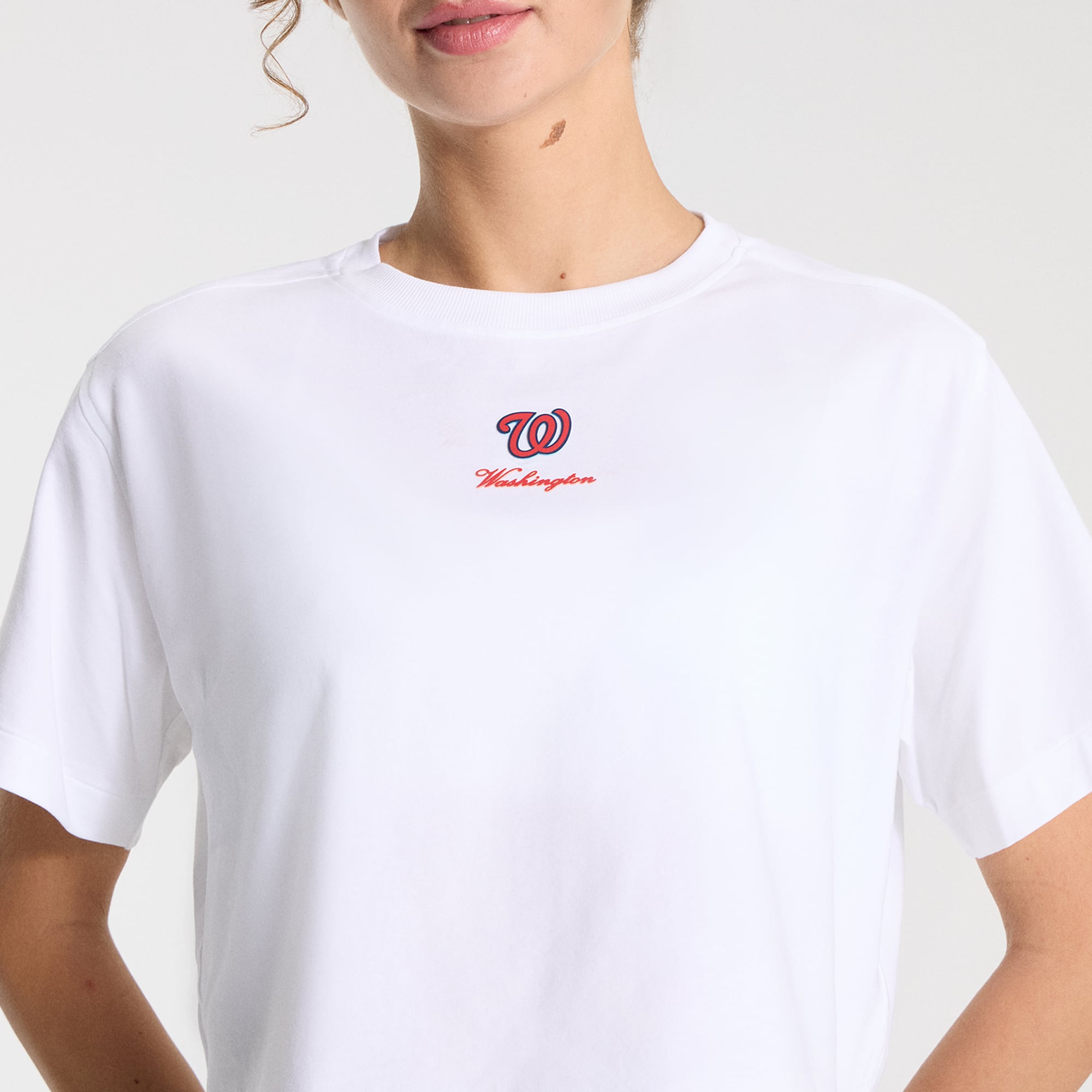 T-shirt court en coton biologique blanc Washington Nationals All Yours pour femme de lululemon