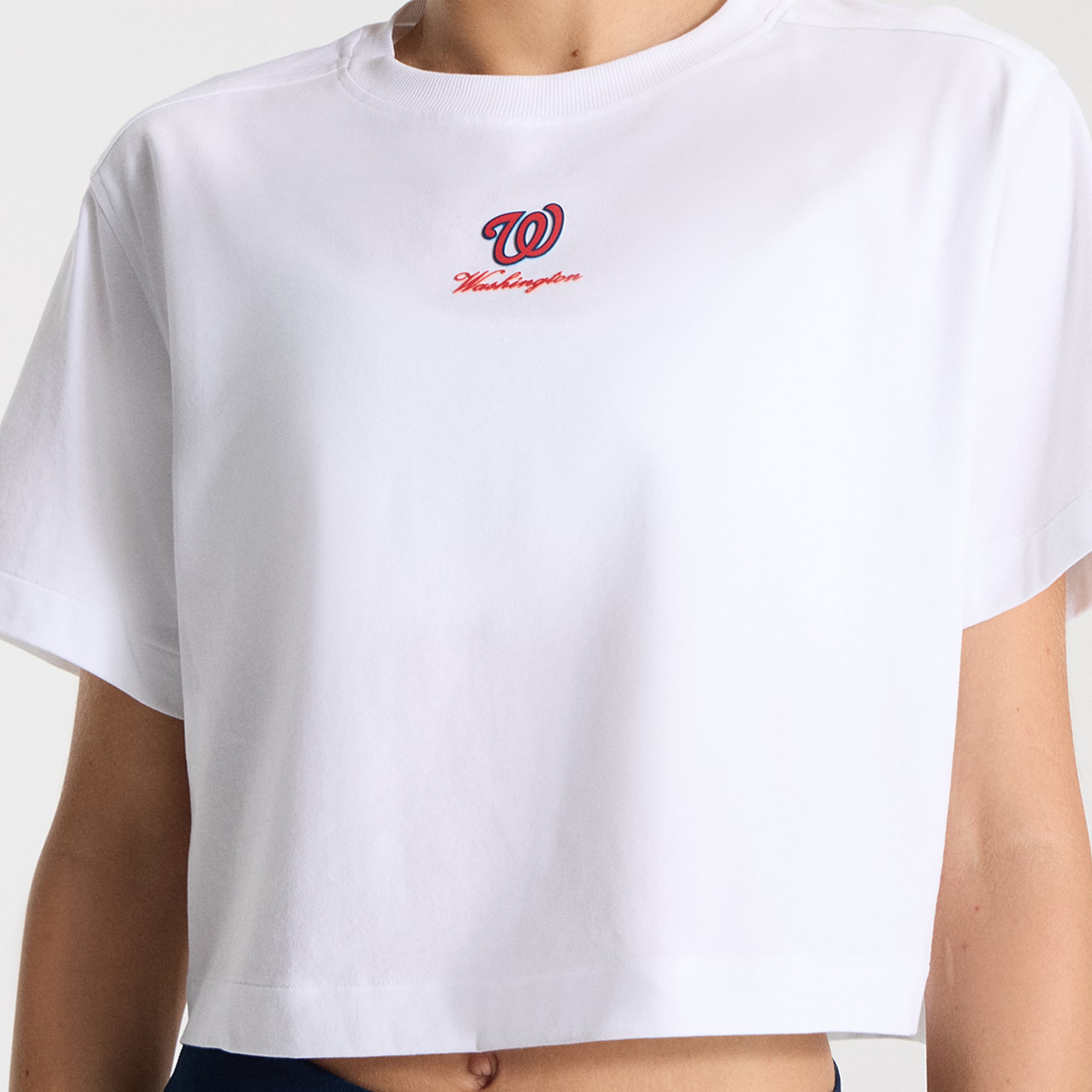 T-shirt court en coton biologique blanc Washington Nationals All Yours pour femme de lululemon