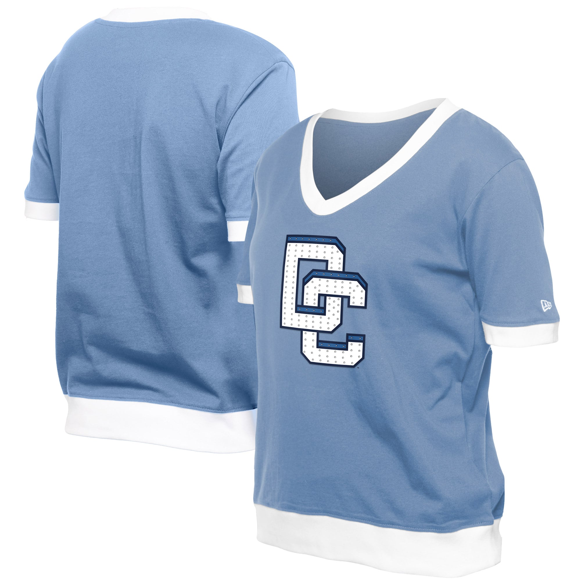 Women's New Era Blue Washington Nationals City Connect Rhinestone V-Neck T-Shirt