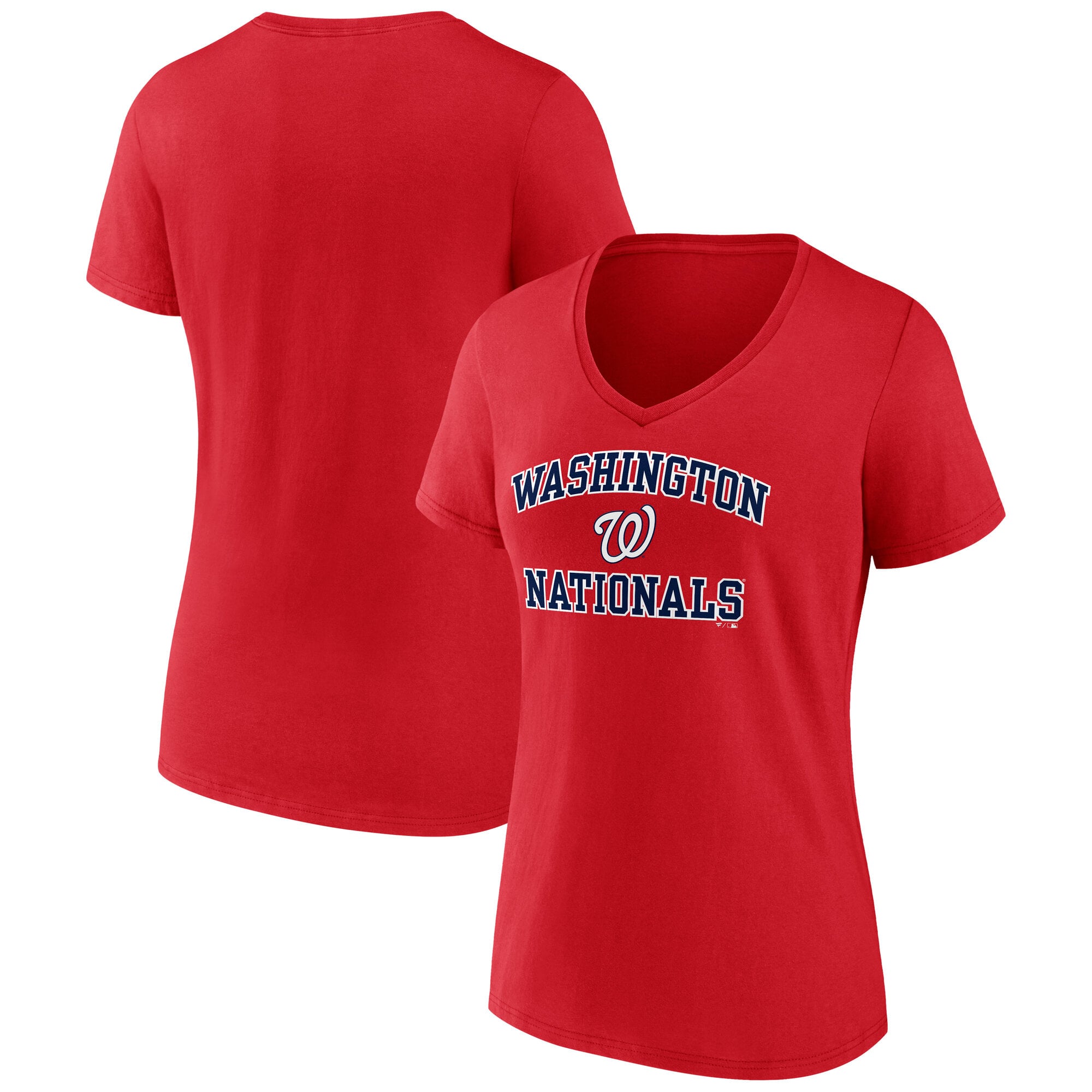 T-shirt à col en V rouge Washington Nationals Heart & Soul pour femmes