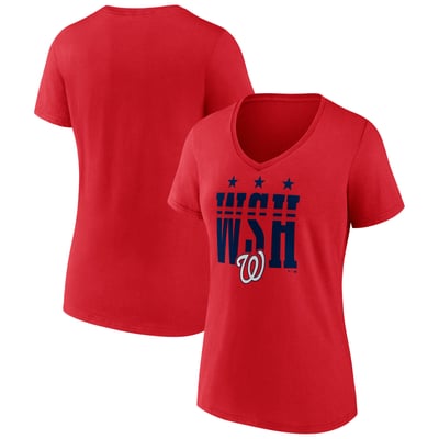 Washington Nationals Women's Hometown Graphic V-Neck T-Shirt - Red