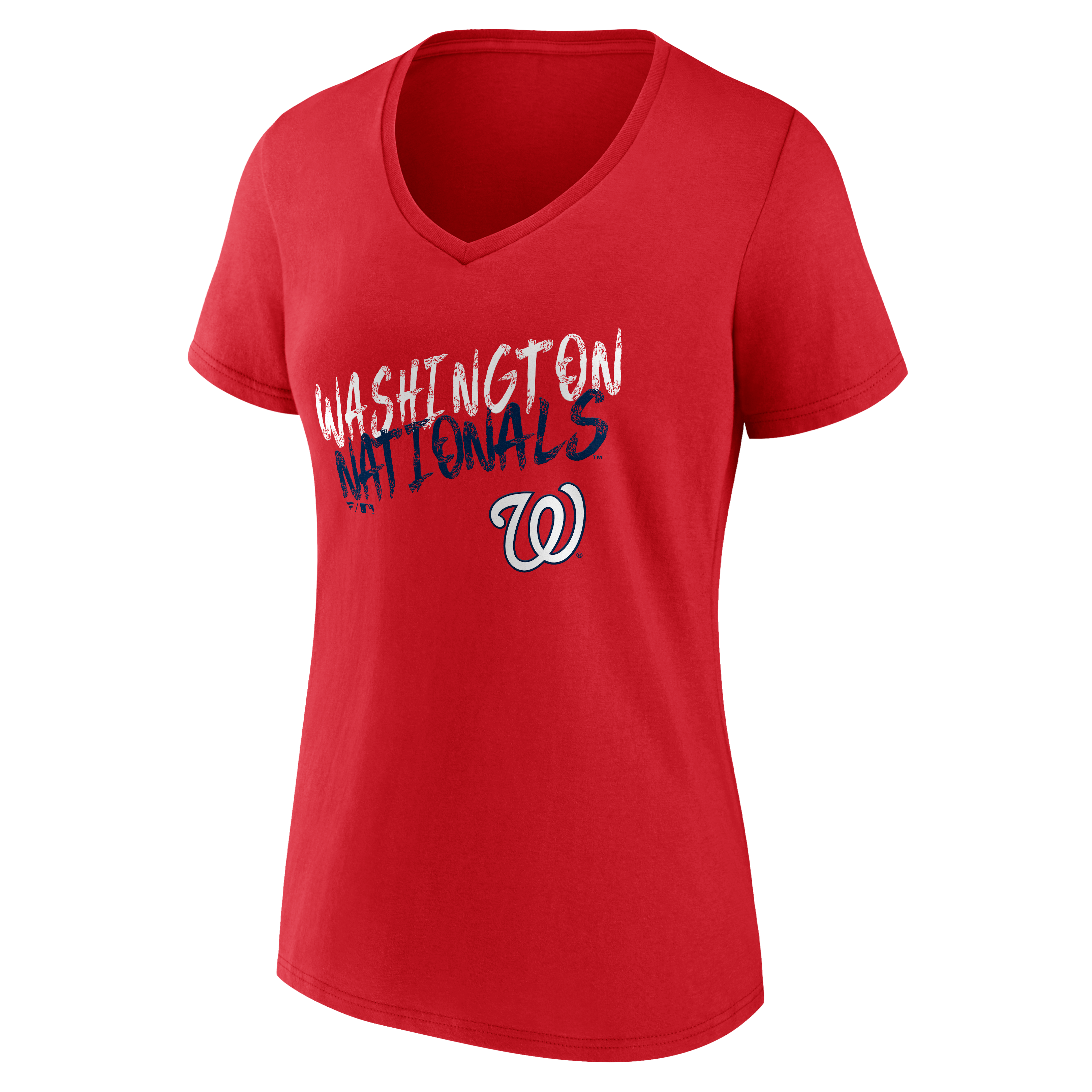 T-shirt à col en V personnalisé avec nom et numéro des Washington Nationals rouges pour femmes