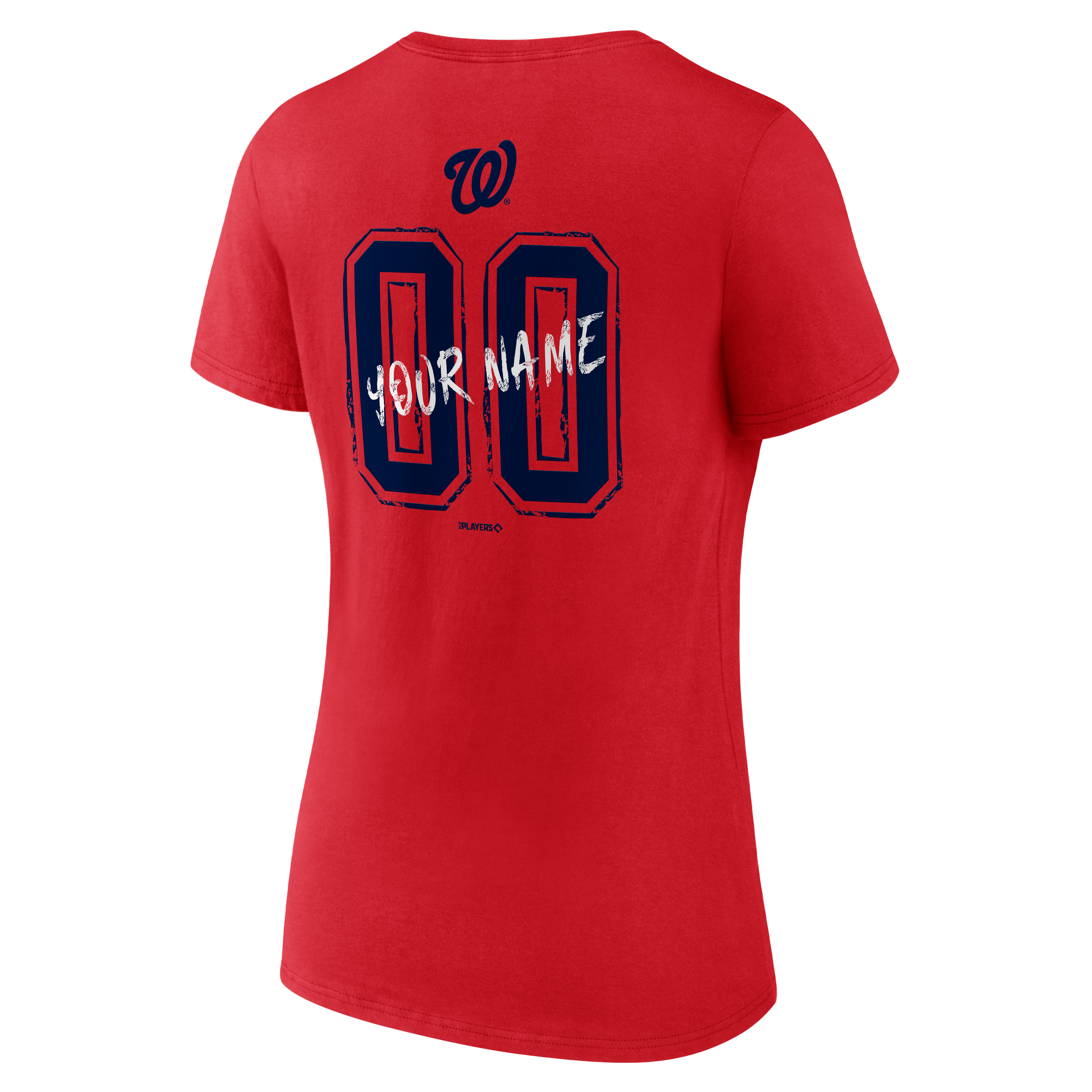T-shirt à col en V personnalisé avec nom et numéro des Washington Nationals rouges pour femmes