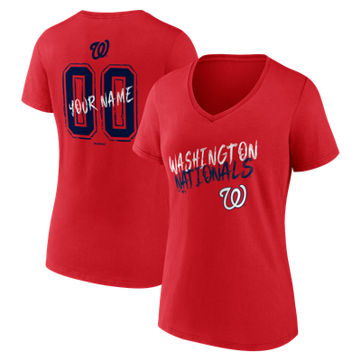 Washington Nationals Women's Hustle Personalized Name & Number V-Neck T-Shirt - Red