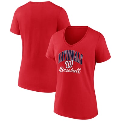 Washington Nationals Women's Victory Script V-Neck T-Shirt - Red