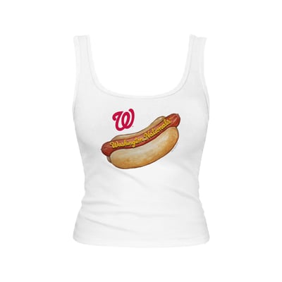 Washington Nationals Tiny Turnip Women's Emmy Hot Dog Tri-Blend Tank Top - White