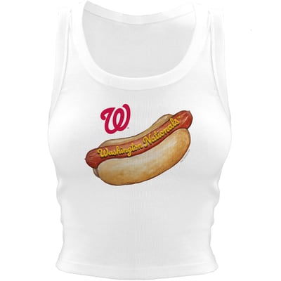 Washington Nationals Tiny Turnip Women's Hot Dog Crop Tank Top - White
