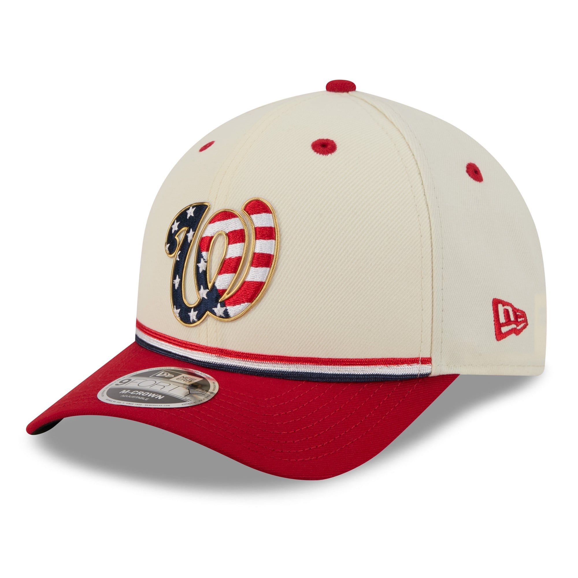 Youth New Era Cream/Red Washington Nationals USA 250 9FORTY M-Crown Adjustable Hat
