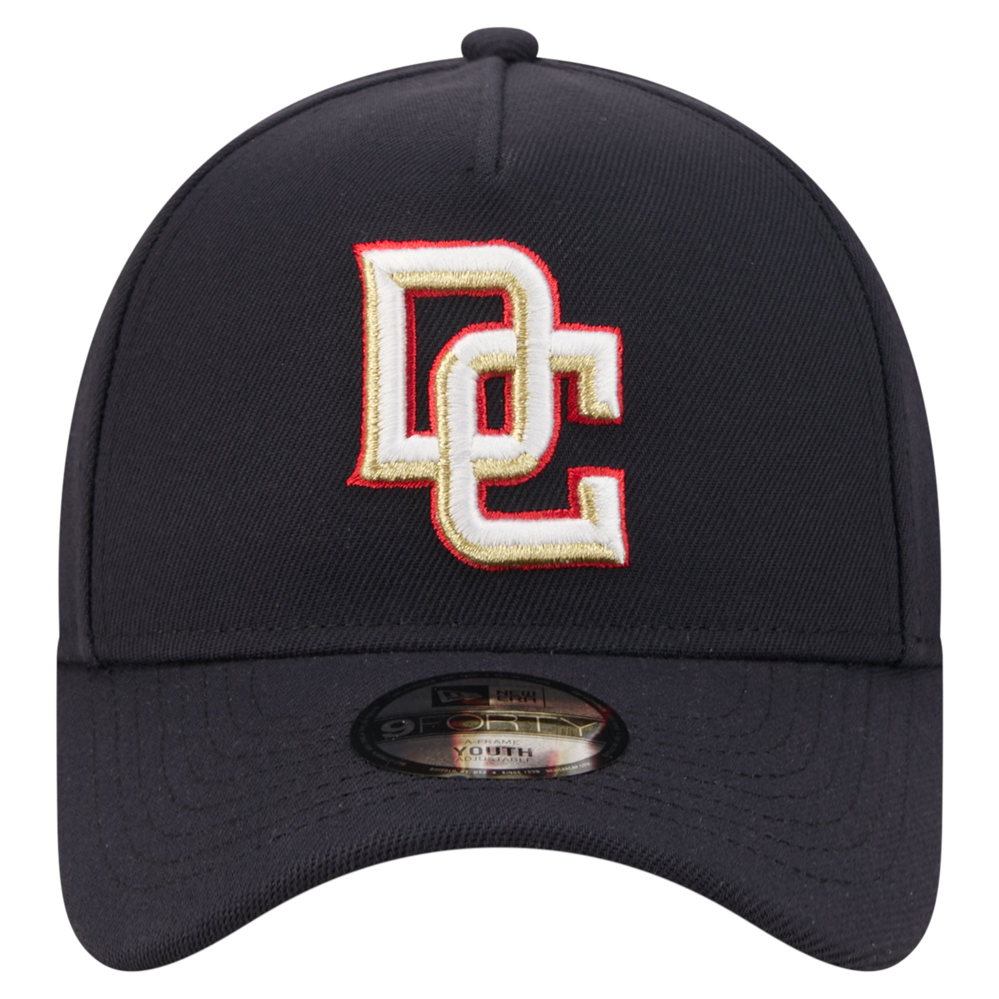Youth New Era Navy Washington Nationals Cooperstown Logo 9FORTY A-Frame Adjustable Hat
