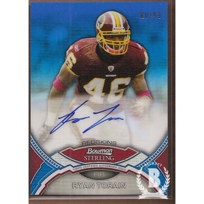 2011 Bowman Sterling Blue Refractors #BSART Ryan Torain AU