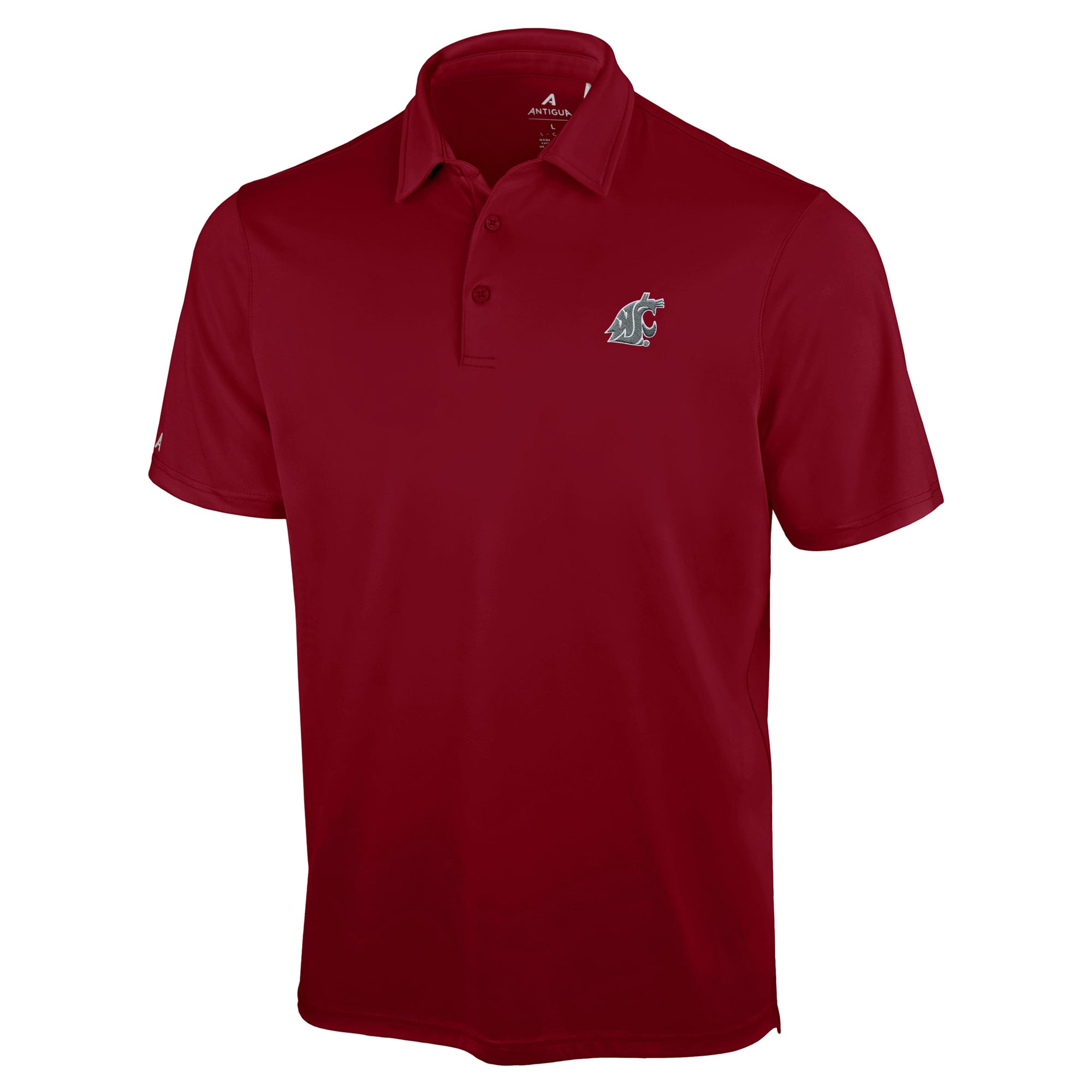 Men's Antigua Crimson Washington State Cougars Unshakeable Solid Polo