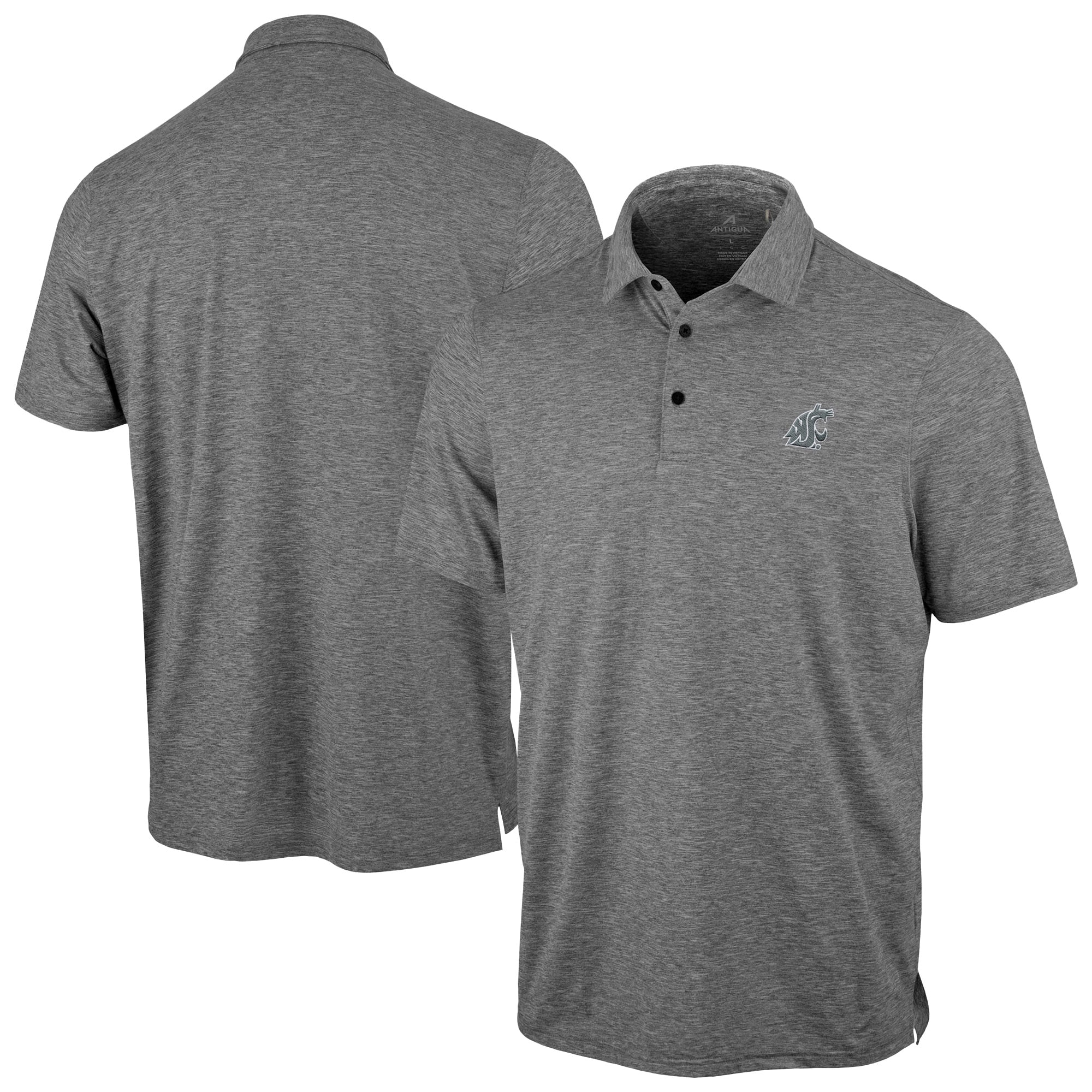 Polo statique Antigua Heather Black pour homme, Washington State Cougars
