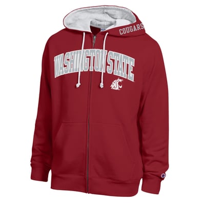 Washington State Cougars Champion Arch Logo Full-Zip Fleece Hoodie - Crimson