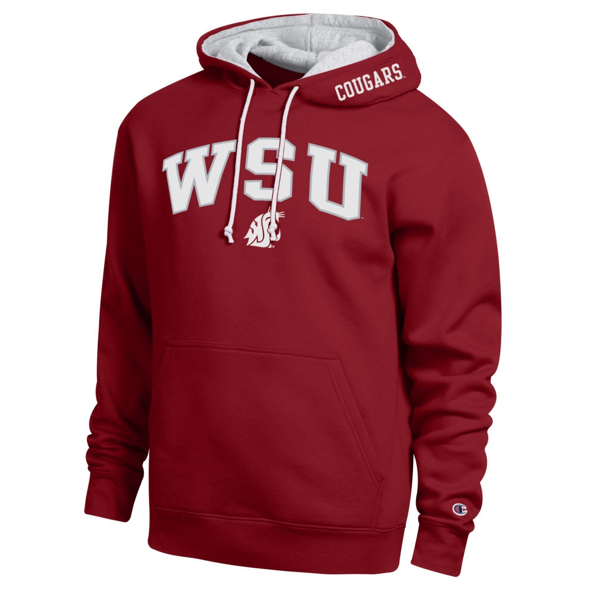 Sweat à capuche en sergé Champion Crimson Washington State Cougars Arch Tackle pour homme