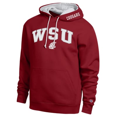  Washington State Cougars Champion Arch Tackle Twill Hoodie - Crimson