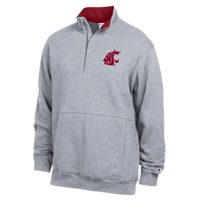  Washington State Cougars Champion Fleece Quarter-Zip Pullover - Heather Gray