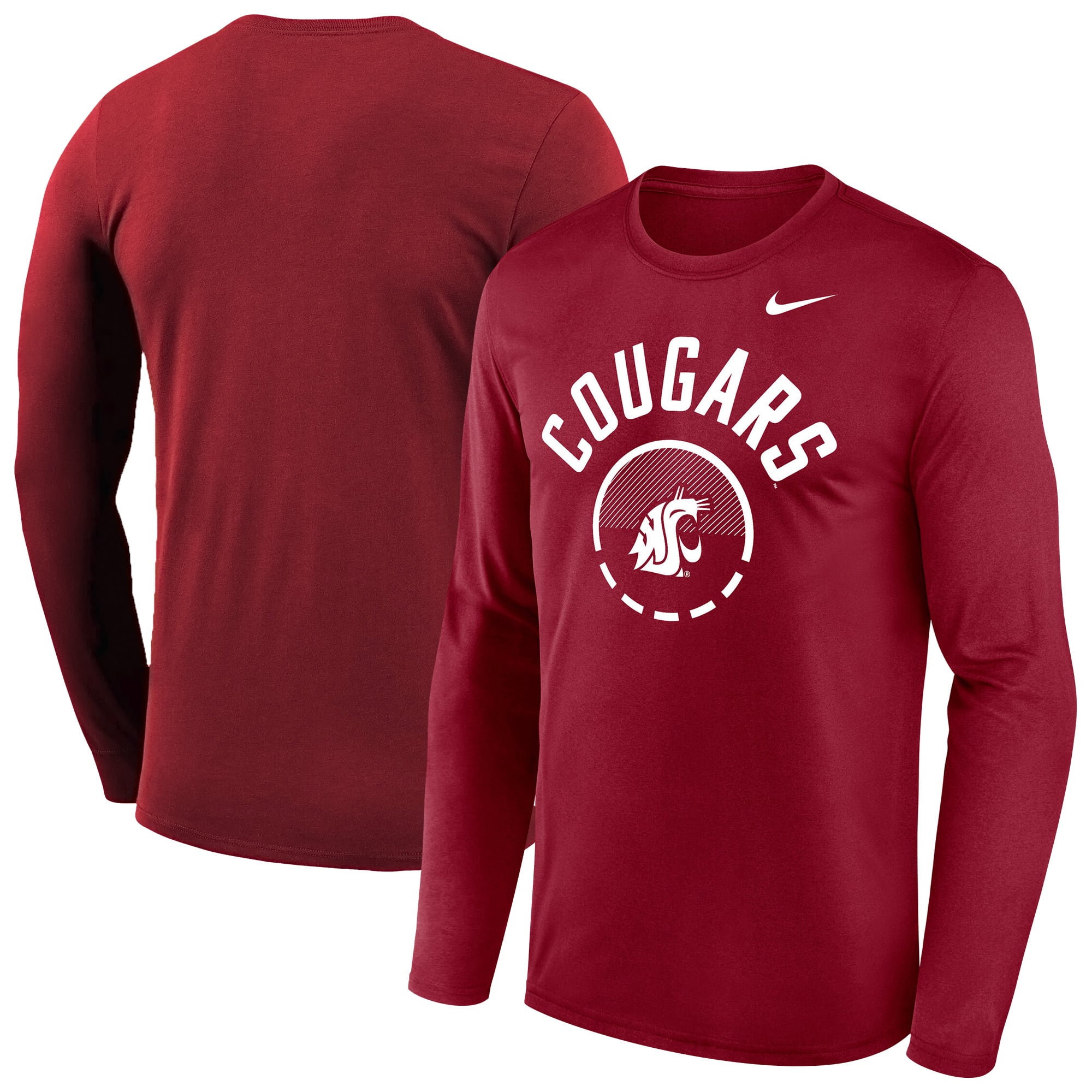 T-shirt à manches longues Nike Crimson Washington State Cougars Basketball Shoot Around Dri-FIT Legend pour homme