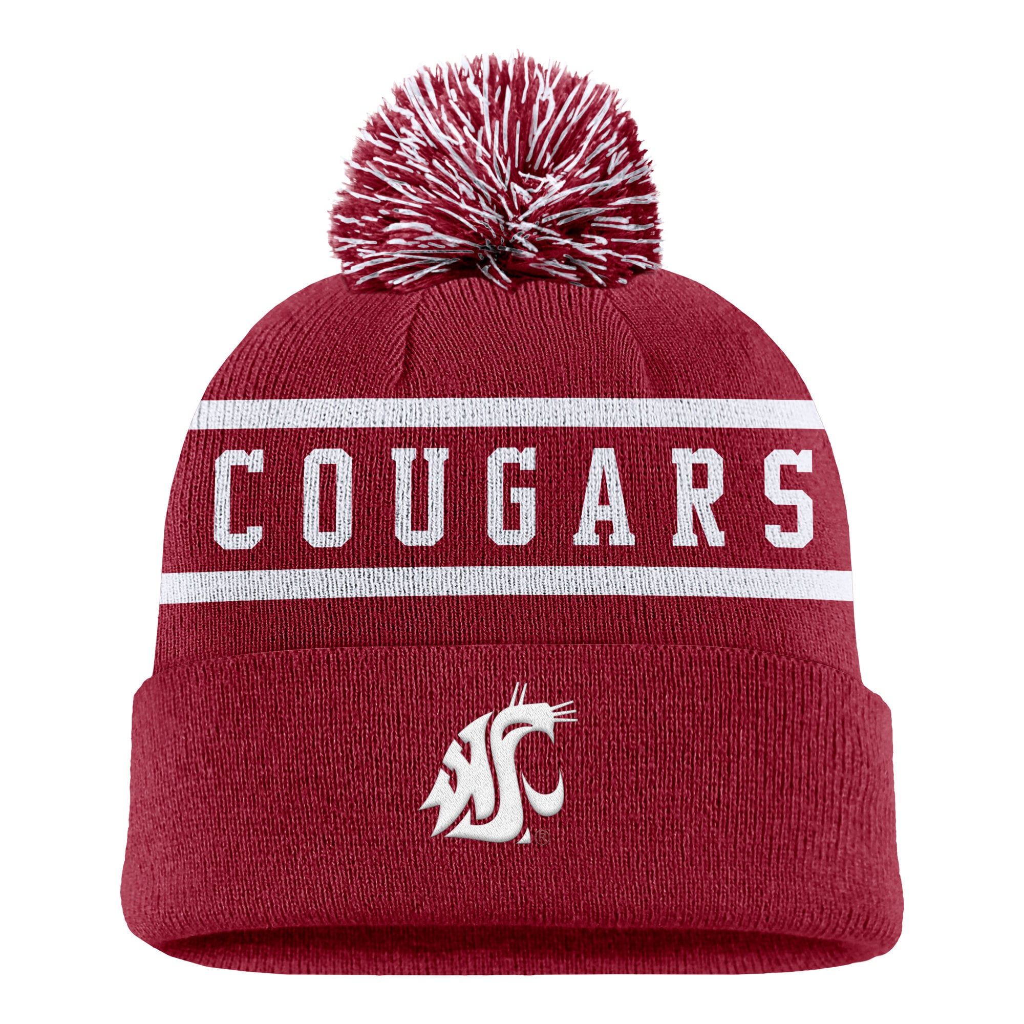 Bonnet à revers Nike Crimson Washington State Cougars Peak pour homme avec pompon