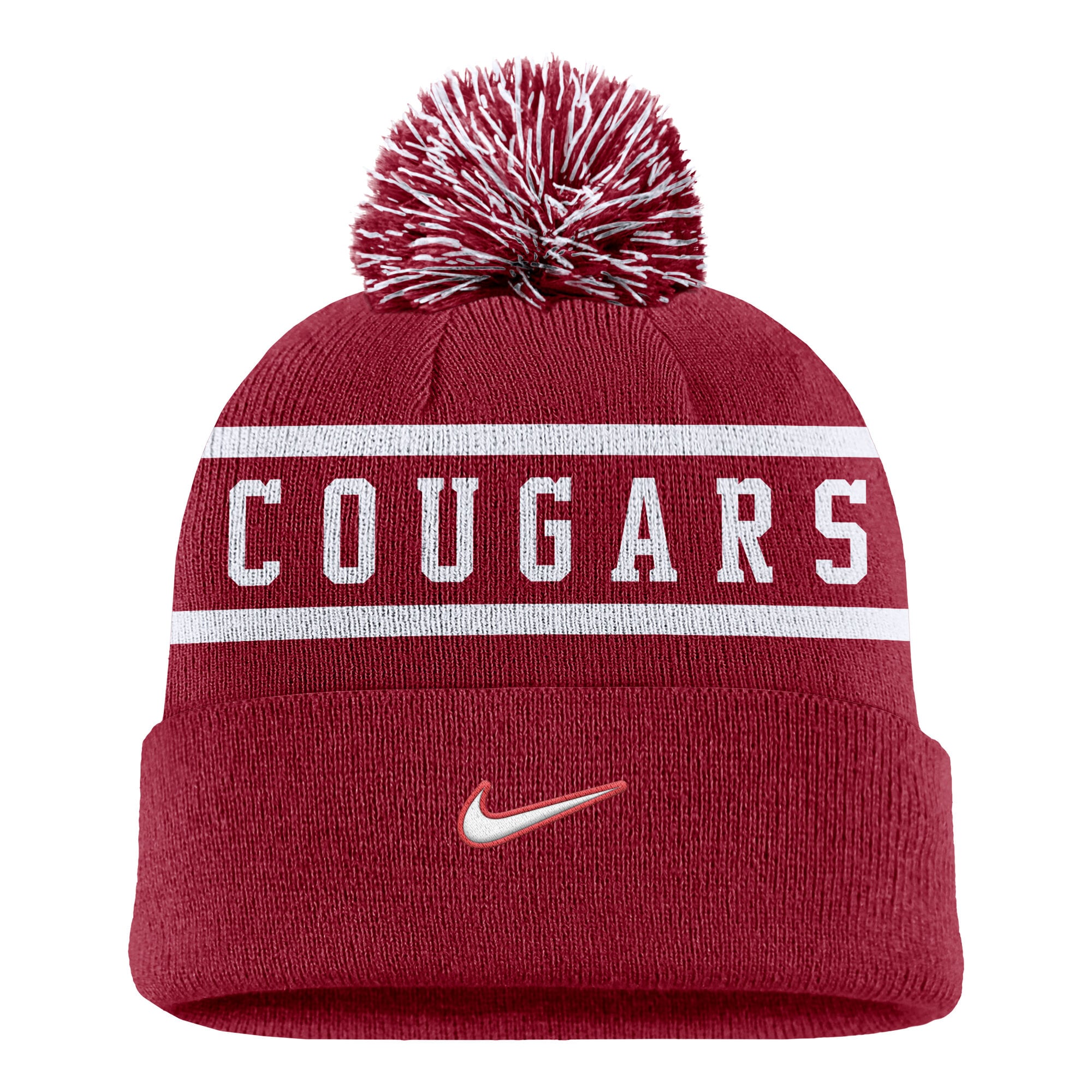 Bonnet à revers Nike Crimson Washington State Cougars Peak pour homme avec pompon