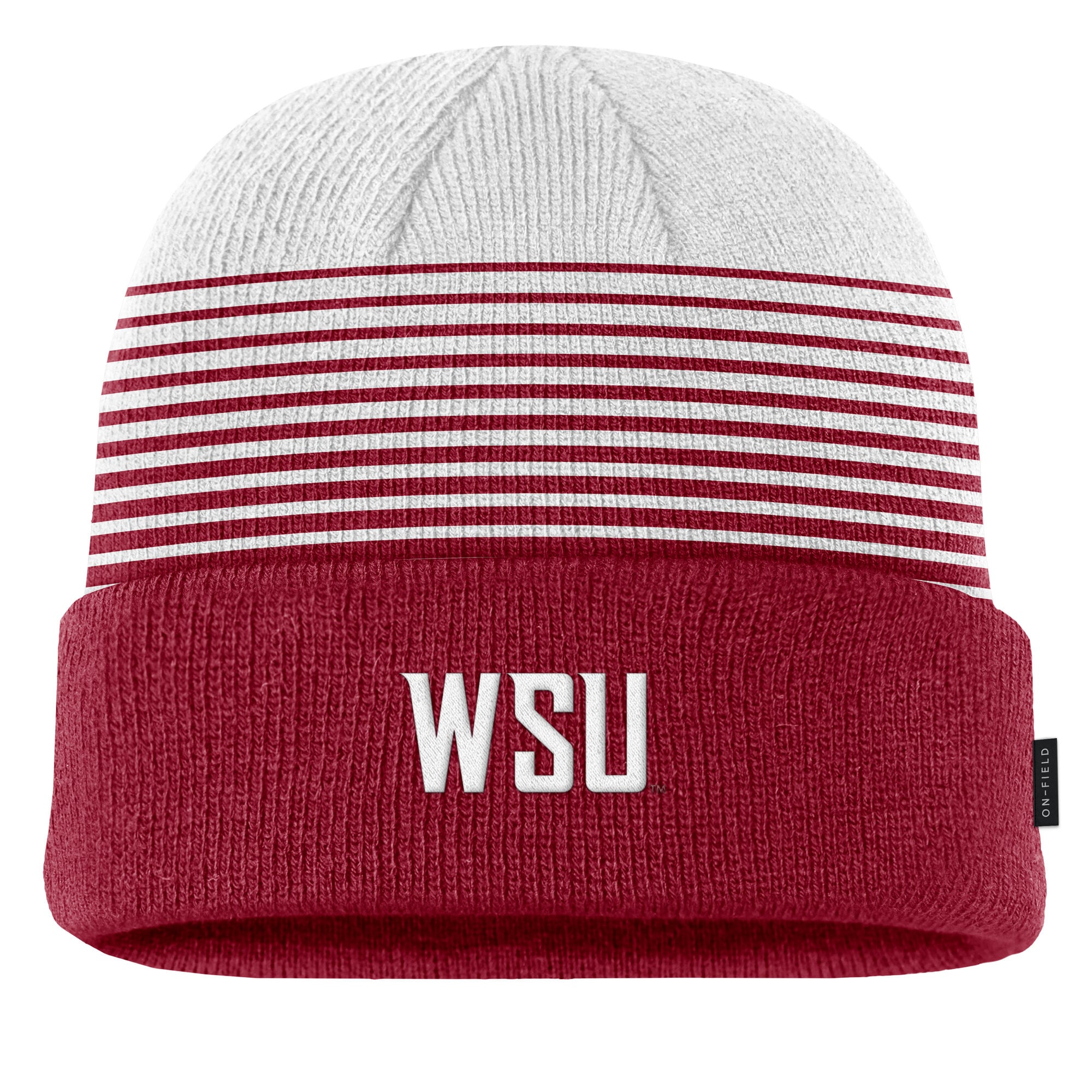 Men's Nike Crimson/White Washington State Cougars 2026 On-Field Gradient Terra Cuffed Knit Hat