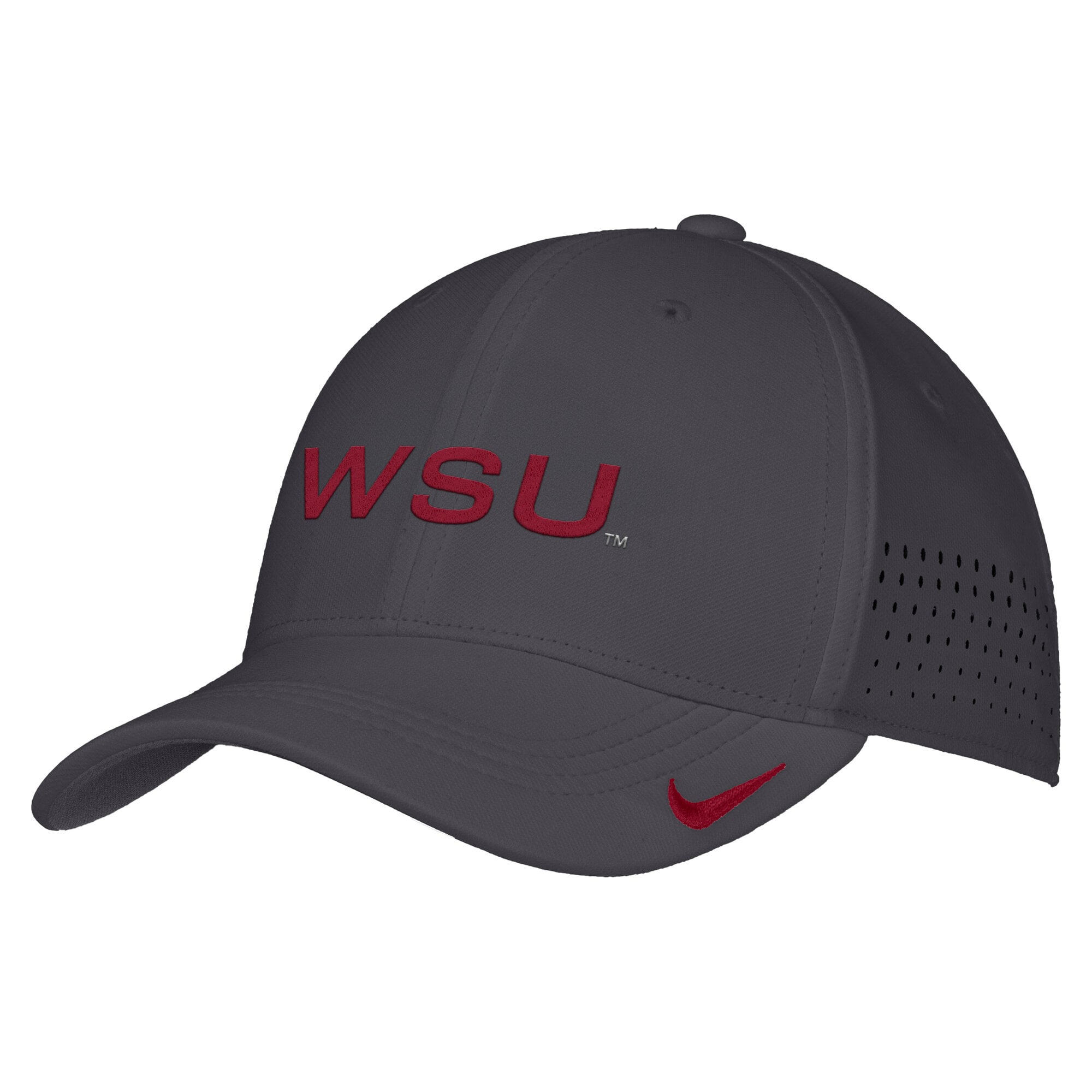 Men's Nike Gray Washington State Cougars 2026 On-Field AeroBill SwooshFlex Dri-FIT Hat