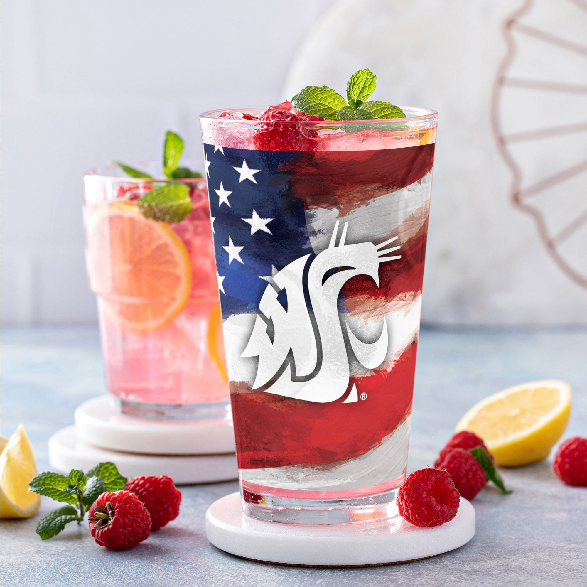 Ensemble de deux verres à bière Americana de 473 ml (16 oz) aux couleurs des Washington State Cougars