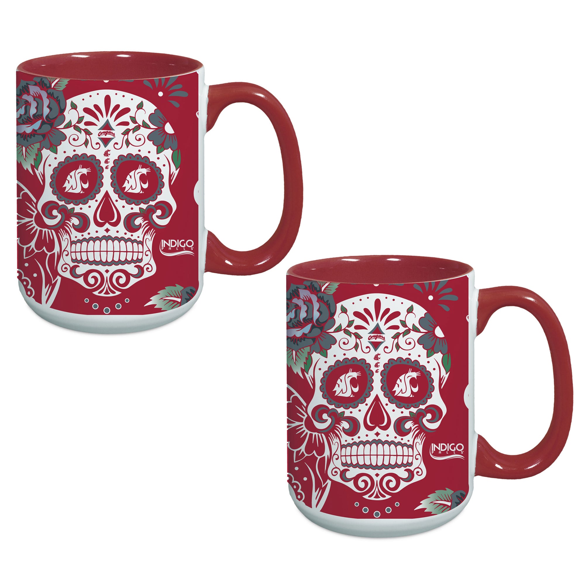 Lot de deux tasses à café Washington State Cougars « Dia De Los Muertos »