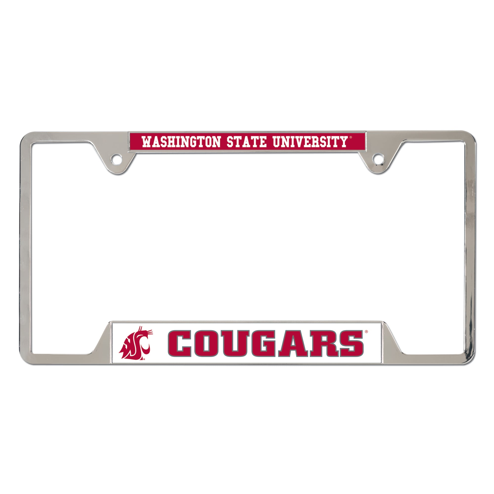 Cadre de plaque d'immatriculation en métal chromé WinCraft Washington State Cougars