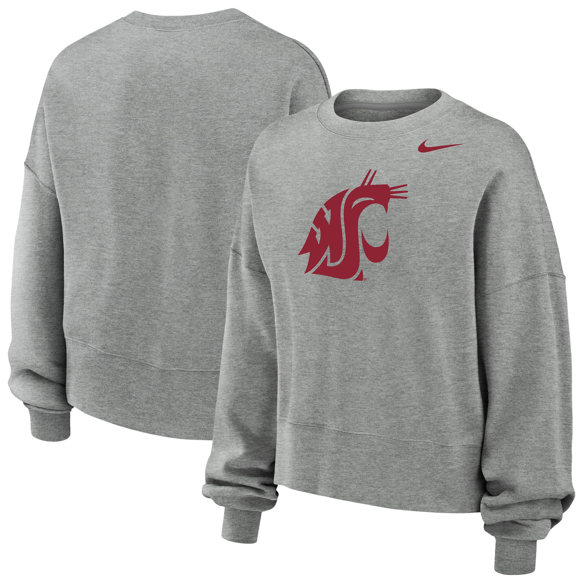 Women's Nike Heather Gray Washington State Cougars Phoenix Fleece Pullover Sweatshirt