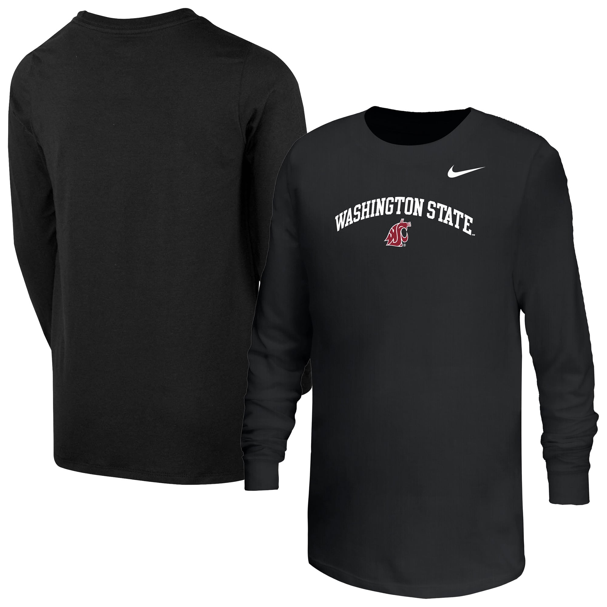 Youth Nike Black Washington State Cougars Arched Core Long Sleeve T-Shirt