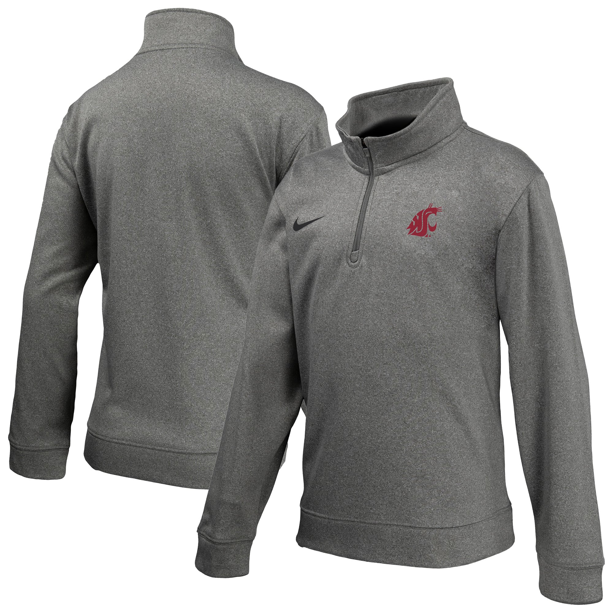 Youth Nike Gray Washington State Cougars Therma-FIT Quarter-Zip Pullover