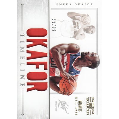 2012-13 Panini National Treasures Timeline Materials Custom Names #4 Emeka Okafor/99