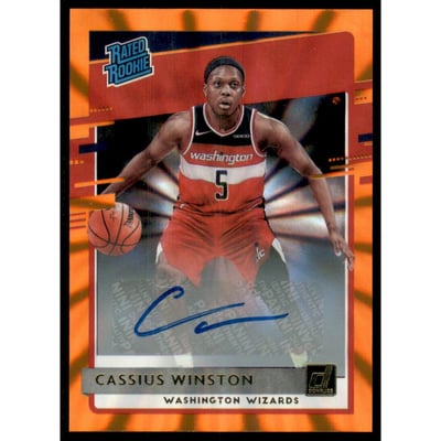 2020-21 Donruss Rated Rookies Signatures Holo Orange Laser #249 Cassius Winston