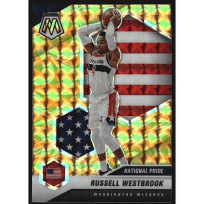 2020-21 Panini Mosaic Mosaic Reactive Yellow #253 Russell Westbrook
