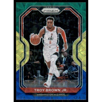 2020-21 Panini Prizm Prizms Choice Blue Yellow and Green #127 Troy Brown Jr.