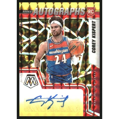 2021-22 Panini Mosaic Rookie Autographs Mosaic Choice Fusion Red and Yellow #9 Corey Kispert